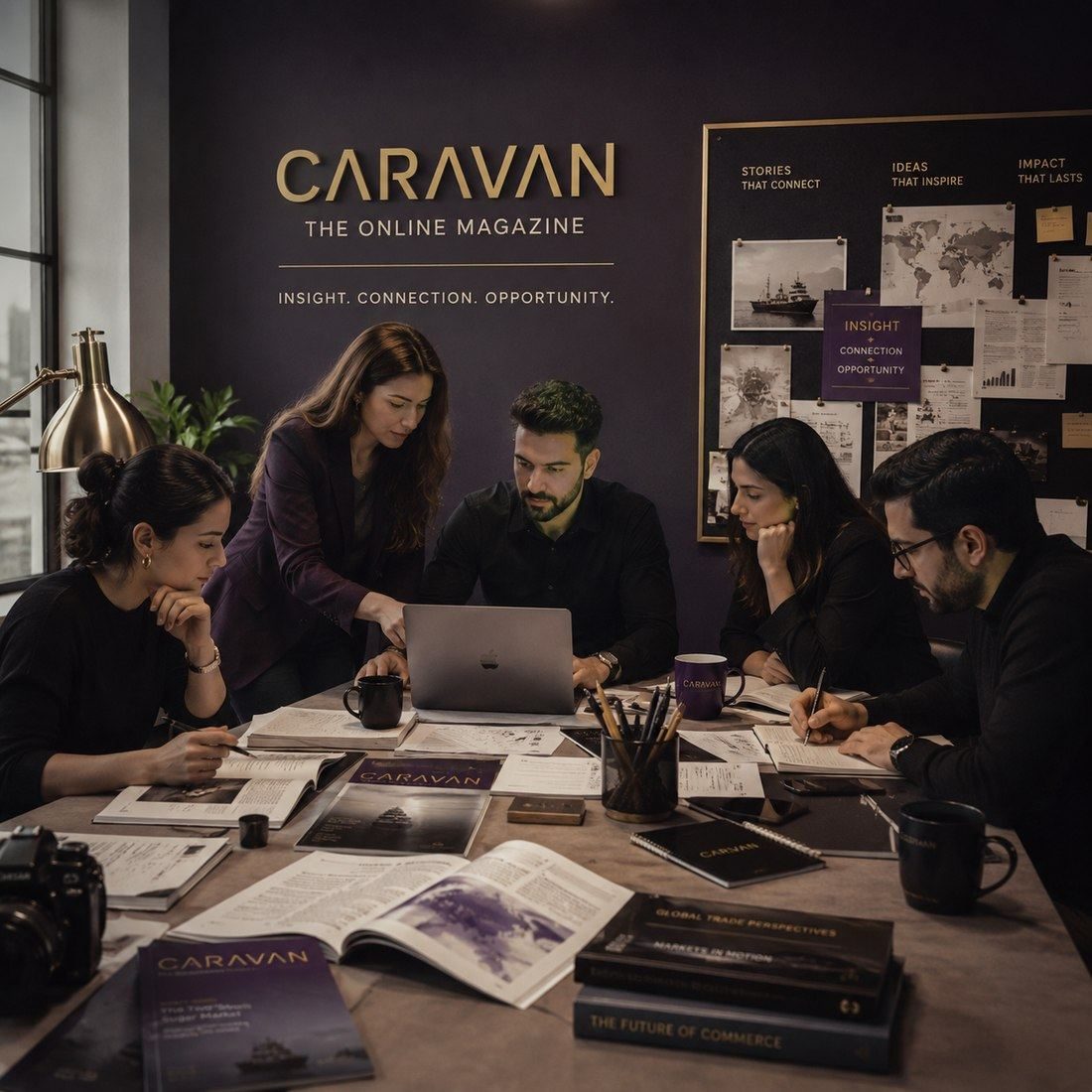 CARAVAN editorial team reviewing trade intelligence